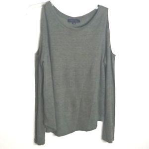 SANCTUARY Linen Cold Shoulder Top,size M